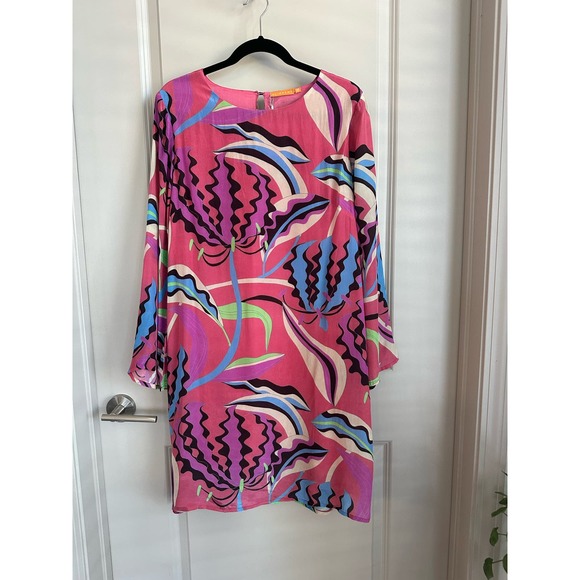 NWT Oliphant Fergana Rhubarb Long Sleeve Mini Shift Dress Sz. Medium - Picture 3 of 14
